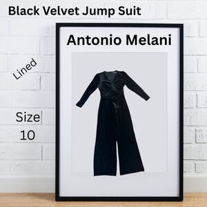 Antonio Melani Miranda Long Sleeve Velvet Jumpsuit Size 10 Flared Leg EUC